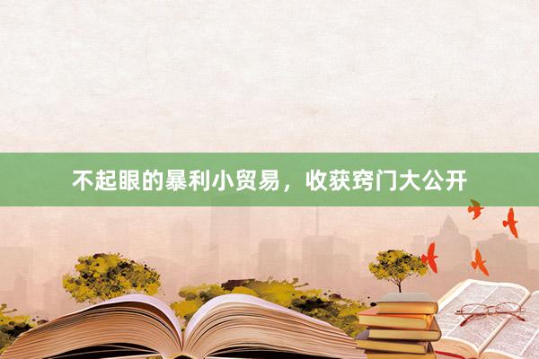 不起眼的暴利小贸易，收获窍门大公开